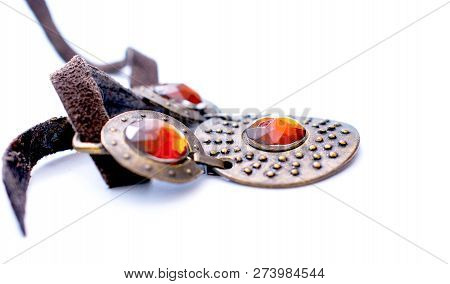 Dusty Vintage Necklace Bijoux On White Background