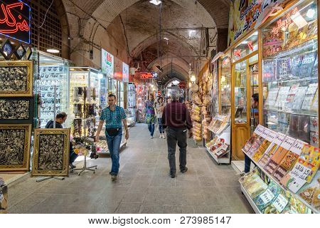 Isfahan, Iran - June 2018:  Isfahan Bazaar In Imam Square In Isfahan, Iran. Bazaar Of Isfahan Is A P