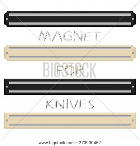 Illustration On Theme Big Colored Set Different Types Magnets Different Size For Knives. Magnet Patt