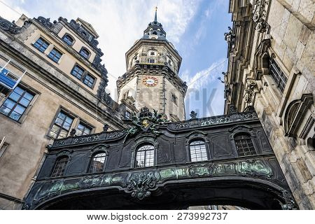 Hausmannsturm, Dresden Castle, Germany. Architectural Scene. Travel Destination.
