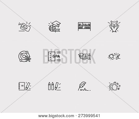 Distant Education Icons Set. Archaeology And Distant Education Icons With Notepad, Online Course And