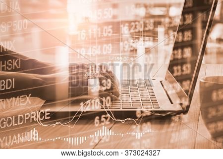 Stock Market Or Forex Trading Graph And Candlestick Chart Suitable For Financial Investment Concept.