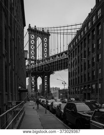 View Of Manhattan Bridge From Dumbo, Brooklyn, In New York City