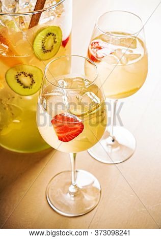 summr lemonade with kiwi fruits and strawberries