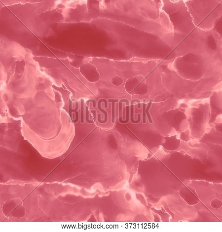 Seamless Acrylic Background. Abstract Ink Art. Magenta, Red Mottled Pattern. Fuchsia Red Stone Marbl