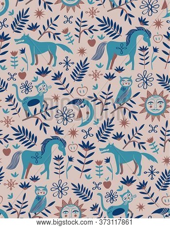 Fairy Tale Pattern Scandinavian Style Seamless Design Illustration