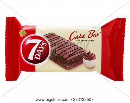 Bucharest, Romania - April 9, 2016. 7days Cake Bar With Cocoa Cream, Produced And Manufactured By Ch