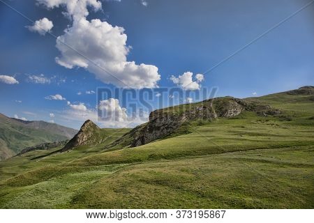 Beautiful Landscape In The Mountains At Summer In Daytime. Mountains At The Sunset Time. Azerbaijan,