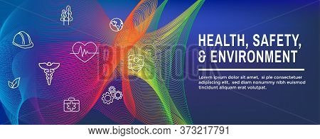 Health Safety And Environment Icon Set & Web Header Banner