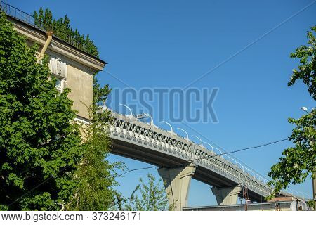 Russia, Saint Petersburg, May 30, 2020: Western High-speed Diameter Over Houses Over The City