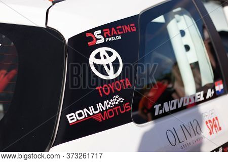 Skradin Croatia June 2020 Stickers On A Modified Toyota Yaris, Specialised For Hill Climb Racing, Sp