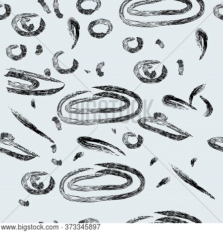 Abstract Seamless Pattern Of Oval Strokes Dry Brush. Vector Graphics. Stock Illustration.