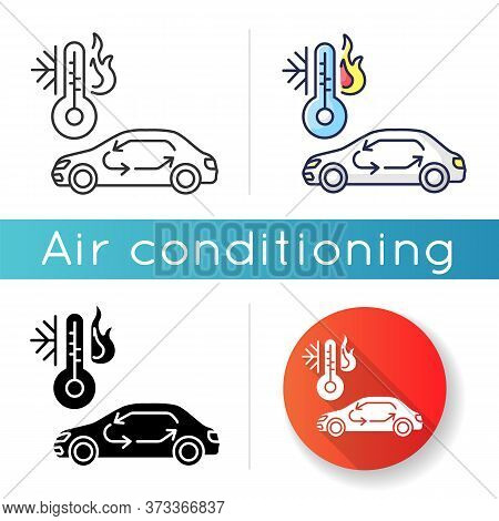 Car Air Conditioning Icon. Linear Black And Rgb Color Styles. Vehicle Interior Ventilation, Transpor