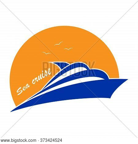 Vector Illustration Of A Yacht On A Sunset Background For Logo, Posters, Banners And Theme Design, I