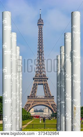 Eiffel Tower And Field Of Mars, Paris, France - May 2019
