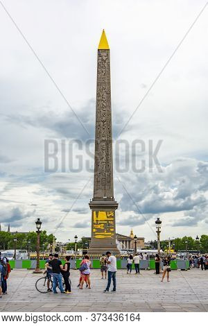 Obelisk Of Luxor On Place De La Concorde Square In Paris, France - May 2019