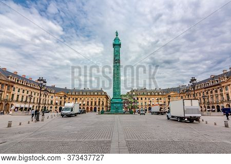 Vendome Column On Vendome Square, Paris, France