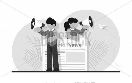 Concept Of Commercial, News Broadcasting, Advertisement, Promotion In Periodical Publication. Person