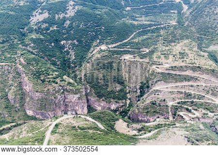 Vorotan River Valley Near Tatev, Armenia. Road Between Tatev And Halidzor Visible.