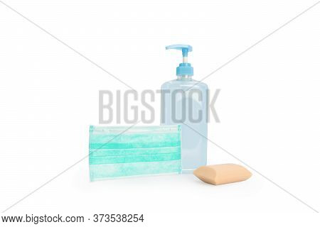 Coronavirus (covic-19) Protection Set, Isolated On White Background In Studio Light. Clipping Path