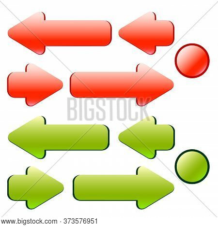 Red And Green Arrows, Different Size, Dots, Points, Smooth, 3d. For Stylish Presentation, Website, D
