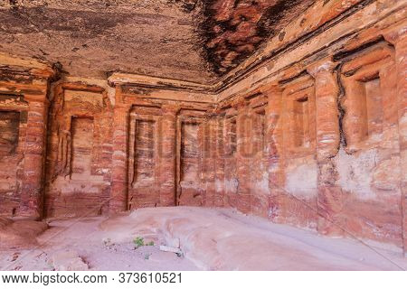 Colored Triclinium In The Ancient City Petra, Jordan