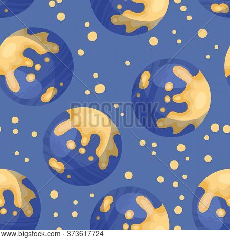 Mercury Planet Abstract Seamless Space Pattern Background With Planets. Solar System Planets Childre