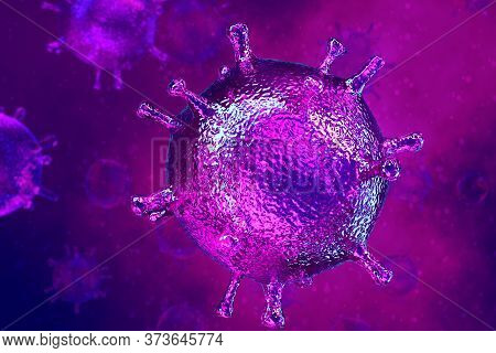 Coronavirus 2019 Covid-19 Outbreak. Biology Science 3d Rendering.
