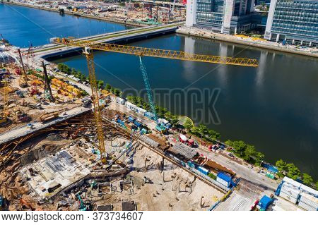 Kai Tak, Hong Kong 22 June 2020: Top view of Construction site
