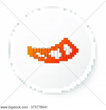 Orange Line Hunting Horn Icon Isolated On White Background. White Circle Button. Vector