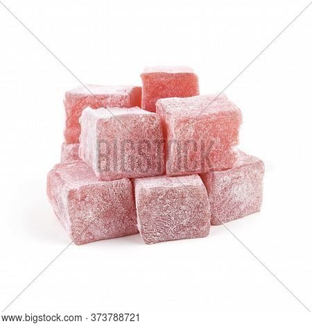 Turkish Delight (lokum) Isolated On White Background.