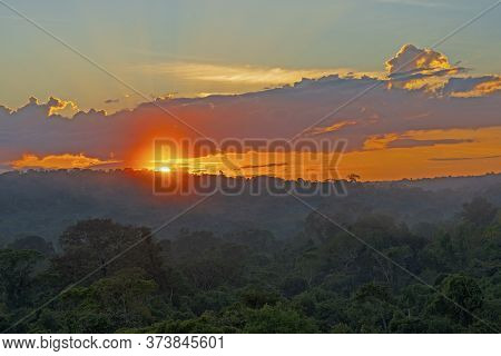 Sunrise Over The Amazon Rainforest  Near Alta Floresta, Brazil
