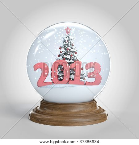 Schneekugel mit 2013 Neujahr Nachricht