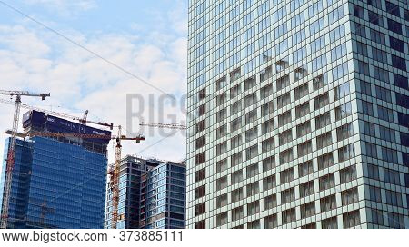 Warsaw, Poland. 28 June 2020. Roundabout Daszynski. New Skyscrapers In The Financial District Of Dow