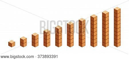Wooden Cubes For Children Learning Counting Number One To Ten, Wood Cubes With Different Isolated On