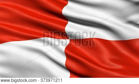 Flag of Chuquisaca waving in the wind. 3D illustration.