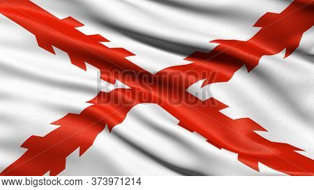 Flag of Chuquisaca waving in the wind. 3D illustration.