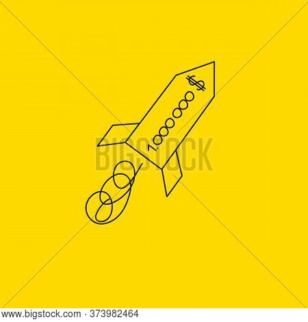 Rocket And Million Dollars. Ssymbol Of Startup, Idea Of Business Growth. Business Coach Icon, Vector