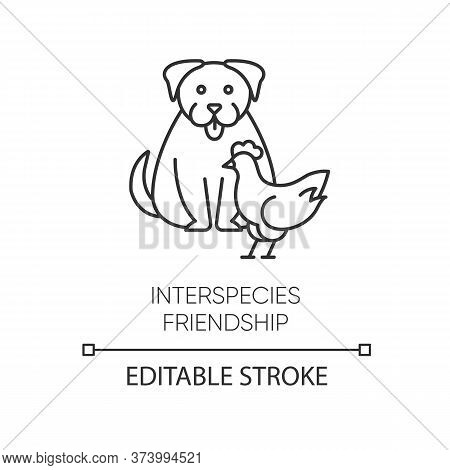 Interspecies Friendship Pixel Perfect Linear Icon. Thin Line Customizable Illustration. Bond Between