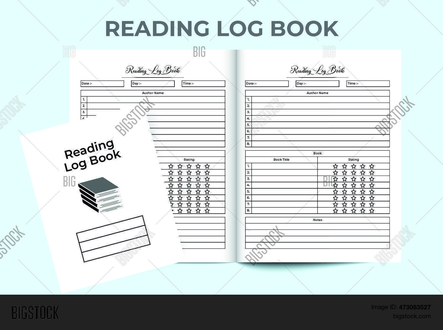 Reading Log Book Kdp Vector & Photo (Free Trial) | Bigstock