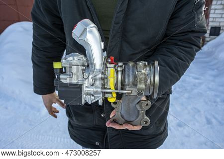 New Turbocharged Car Engine. A Turbine For An Automobile Engine