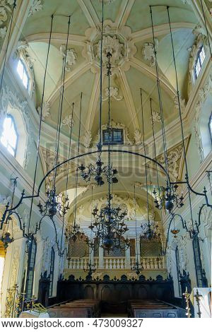 Mantua, Italy - February 28, 2023: View Of The Interior Of The Old Synagogue (sinagoga Di Mantova), 