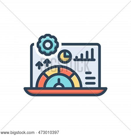 Color Illustration Icon For Performance Presentation Perform Achievement Graph Project Action Task F