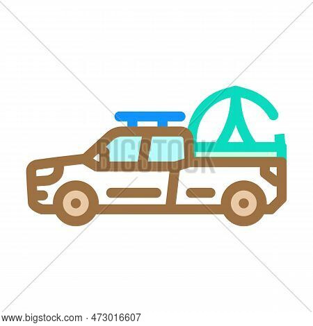 Car Tourist Tent Vacation Color Icon Vector. Car Tourist Tent Vacation Sign. Isolated Symbol Illustr