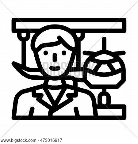 Aeronautical Engineer Worker Line Icon Vector. Aeronautical Engineer Worker Sign. Isolated Contour S