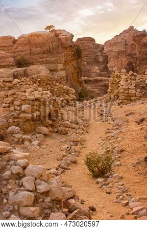 Al Beidha Ruins Of A Prehistoric Settlement In Middle East, Located Near Little Petra Siq Al-barid, 
