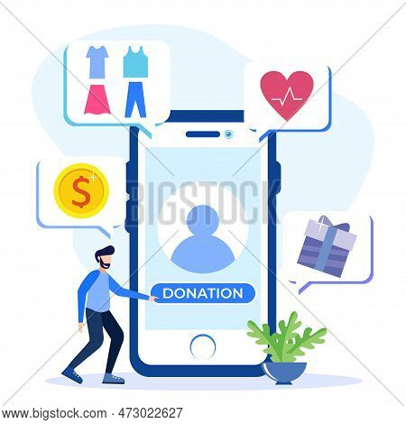 Vector Illustration Of Donation As A Form Of Volunteer Support Or The Concept Of Caring, Love And So