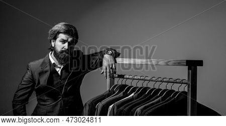 Male Suits Hanging In A Row. Men Clothing, Boutiques. Man Suit, Tailor In His. Tailor, Tailoring. Bl
