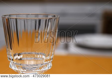 Closeup Of An Empty Wine Glass In A Home Kitcen