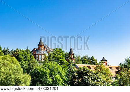 Photography On Theme Ancient Brick Castle With Large Tower